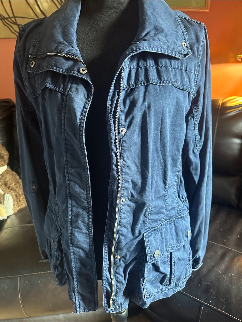Eddie Bauer Navy Utility Jacket with Snap Pockets